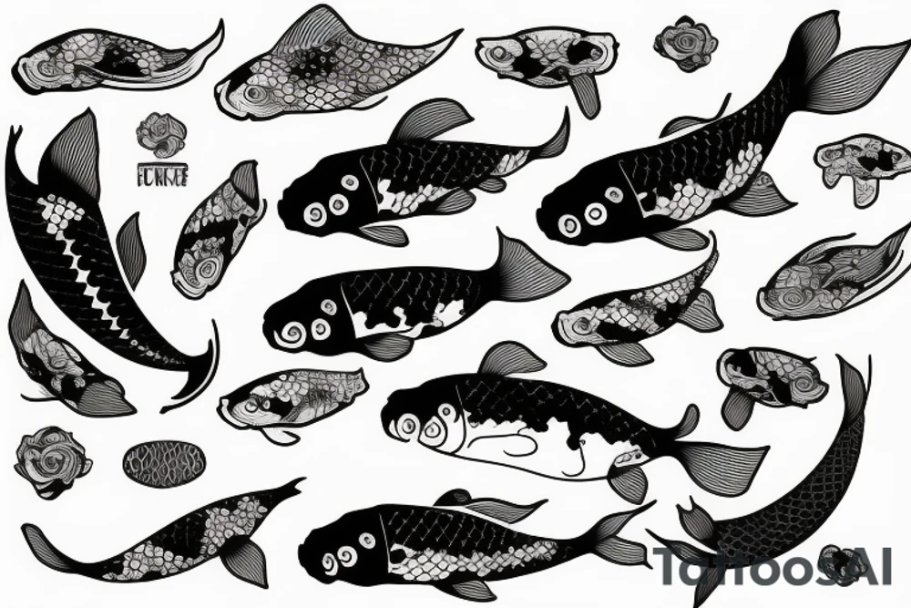 koi fish on planet earth tattoo idea