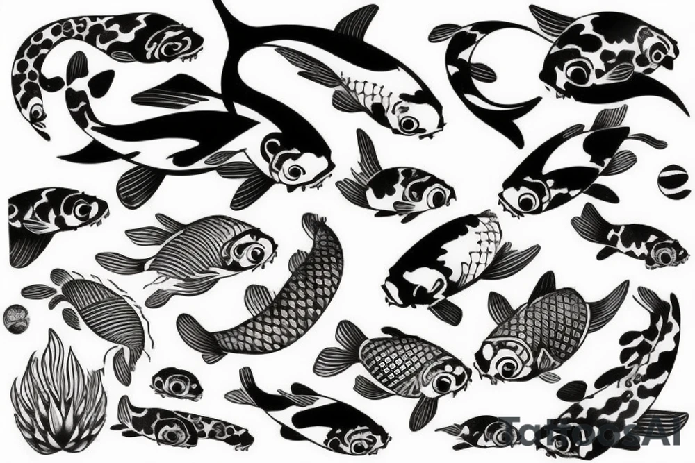 koi fish on planet earth tattoo idea