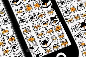 Tamagotchi device with a fox emojii on the screen tattoo idea