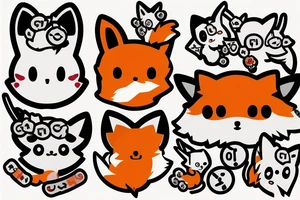 Tamagotchi gaming device with a fox animal on the screen tattoo idea