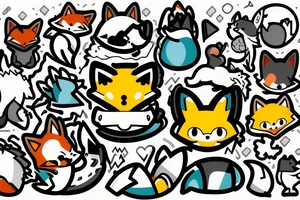 Tamagotchi gaming device with a fox animal on the screen tattoo idea