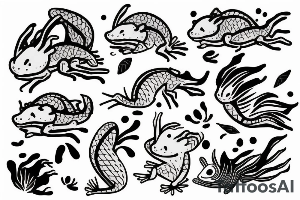 cute axolotl tattoo idea