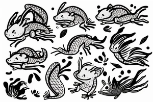 cute axolotl tattoo idea