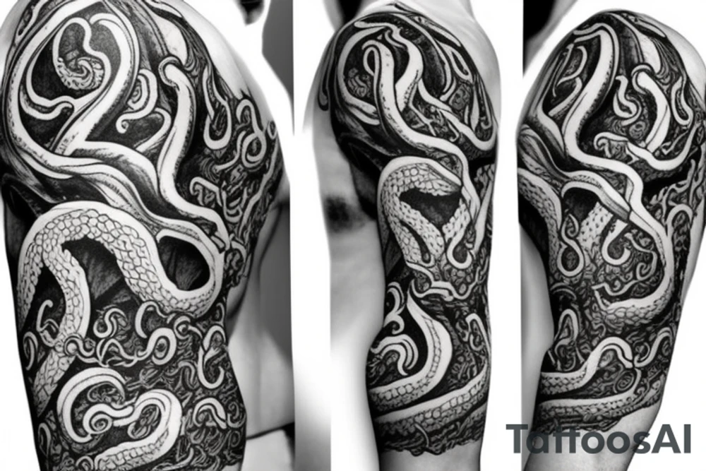 Cthulhu and elder gods sleeve with tentacles tattoo idea Cthulhu and elder gods sleeve with tentacles tattoo idea