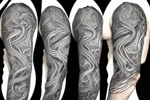 Cthulhu and elder gods sleeve with tentacles tattoo idea