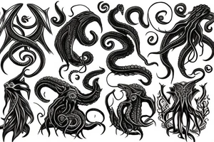 Cthulhu and elder gods sleeve tattoo idea