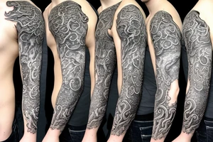 Cthulhu and elder gods sleeve with tentacles on neck tattoo idea
