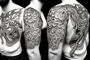 Cthulhu and elder gods sleeve with tentacles on neck tattoo idea