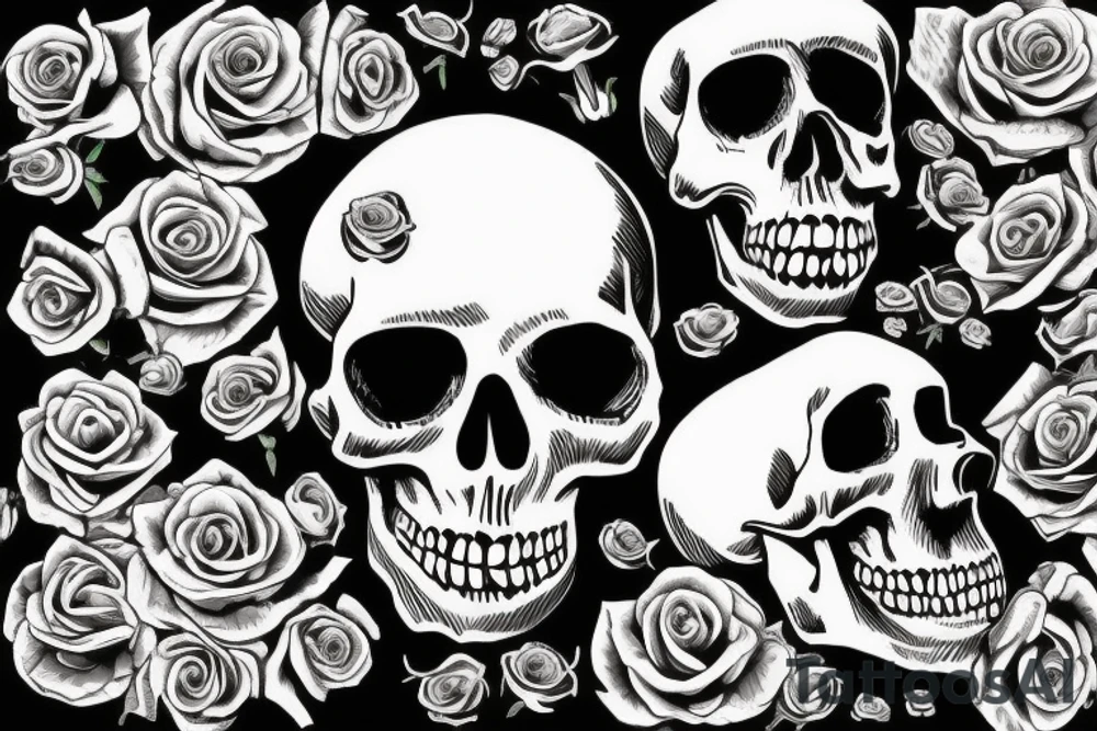 Skull With Smoke And Roses tattoo idea