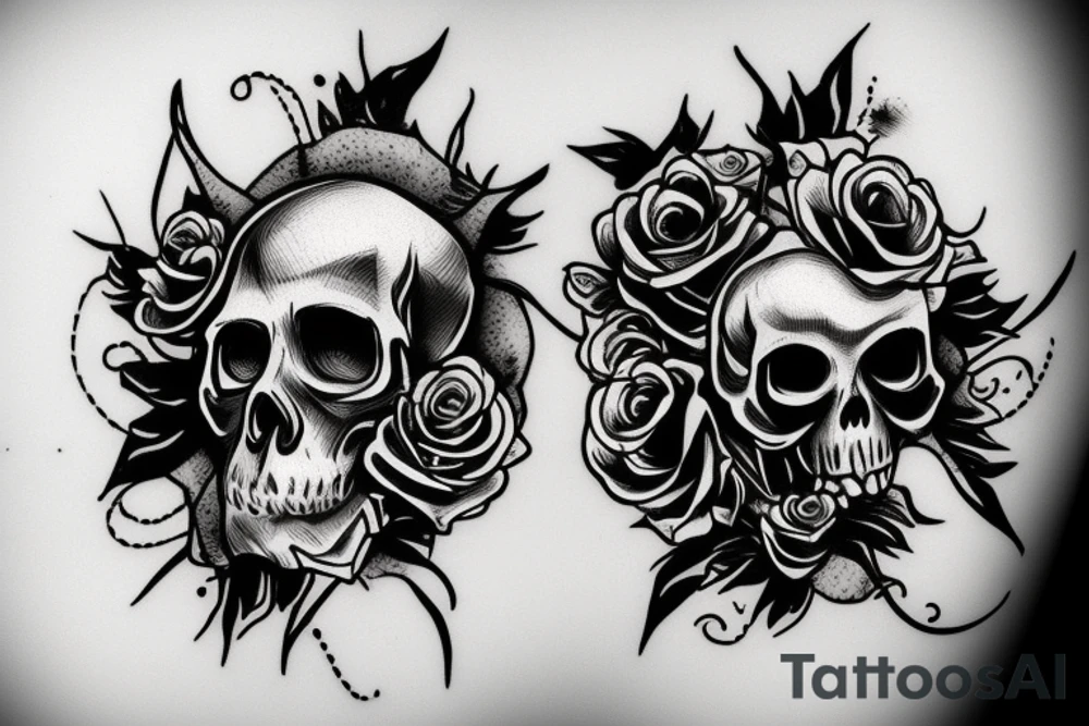 Skull With Smoke And Roses tattoo idea