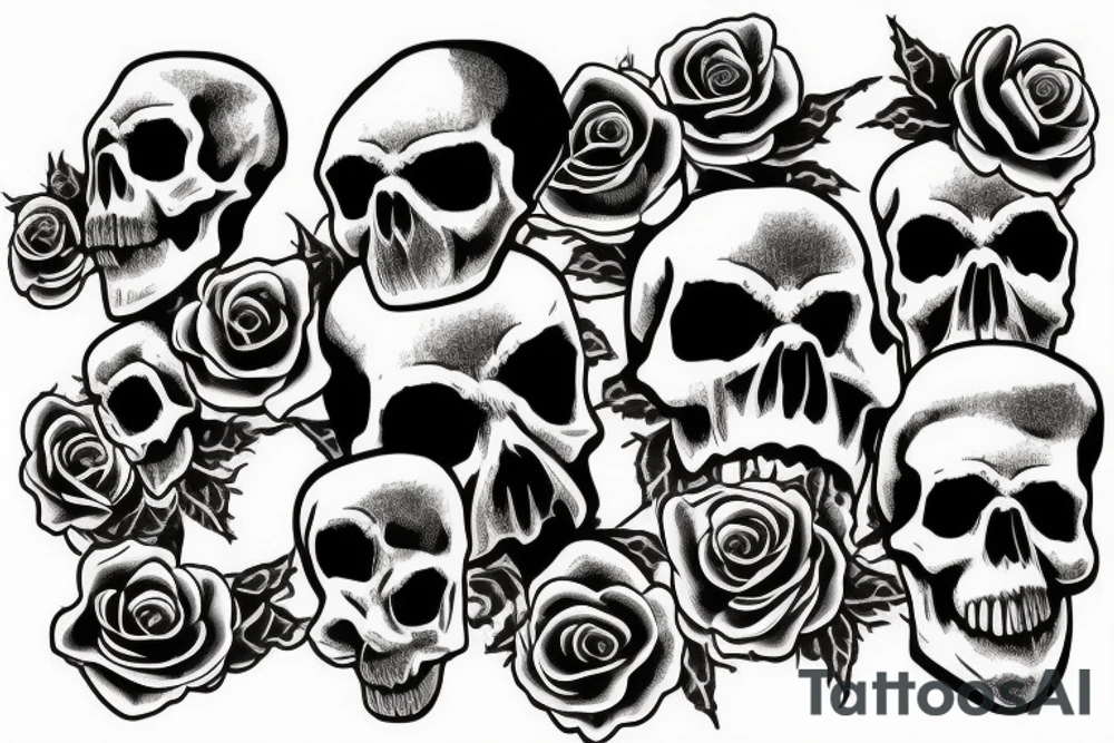 Skull With Smoke And Roses tattoo idea