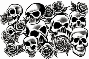 Skull With Smoke And Roses tattoo idea