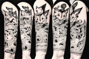 kitsune in kimono smoking a pipe tattoo idea