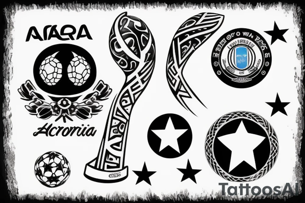 Fifa world cup three stars Argentina tattoo idea