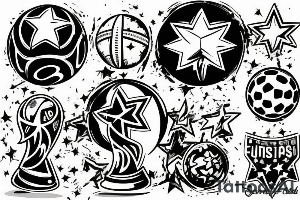 Fifa world cup with three stars below tattoo idea