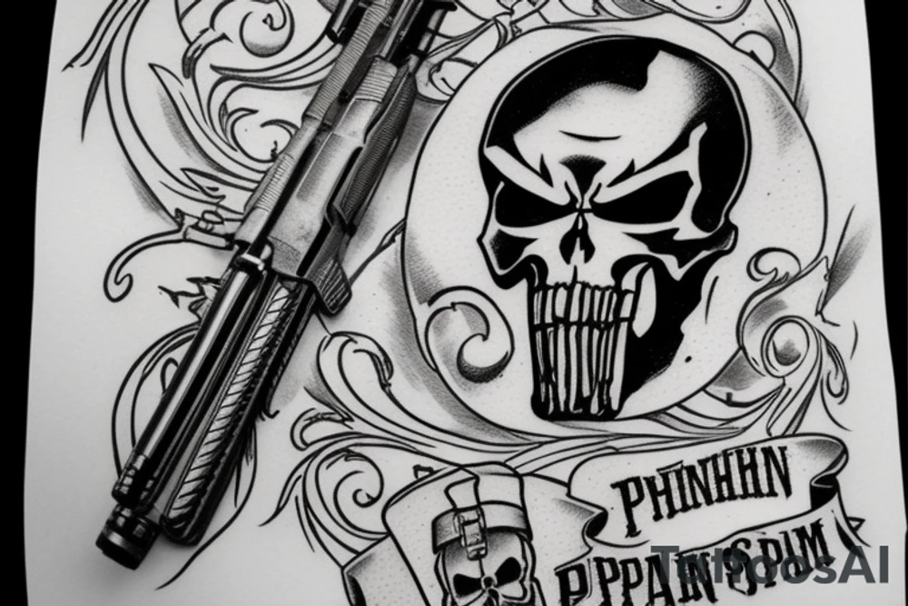 Punisher Skull with the words "si vis pacem, para bellum" tattoo idea