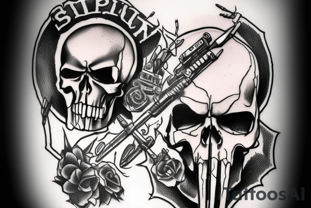 Punisher Skull with the words "si vis pacem, para bellum" tattoo idea