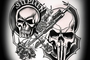 Punisher Skull with the words "si vis pacem, para bellum" tattoo idea