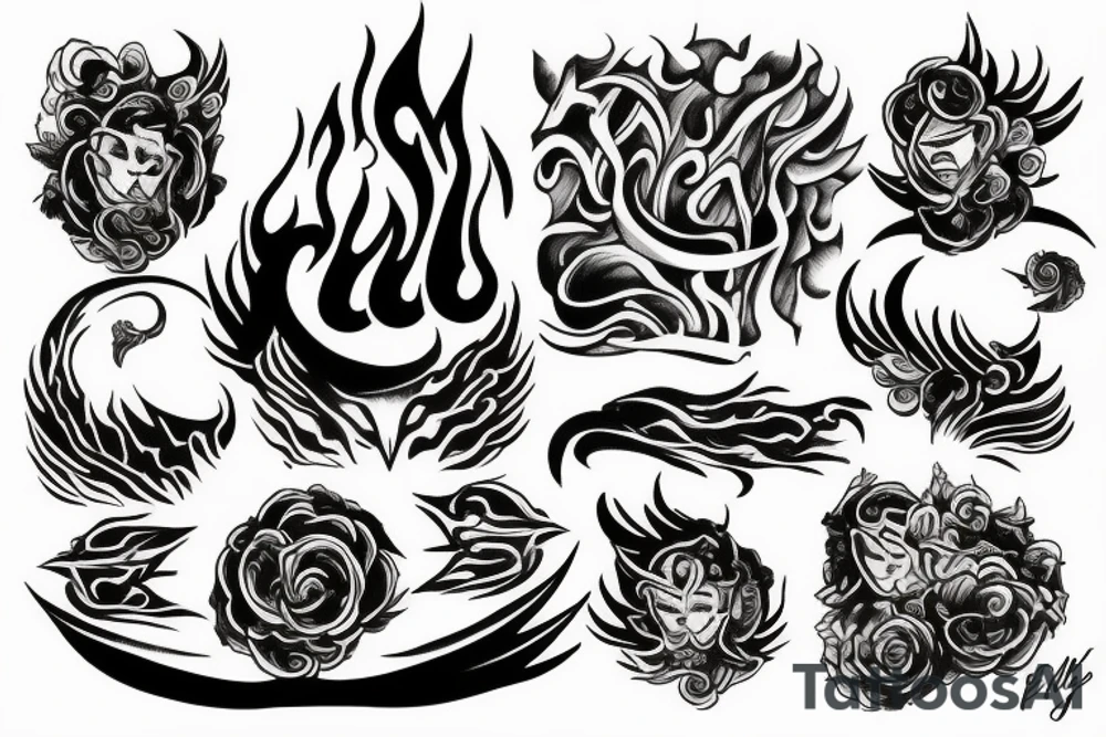 Fire and rain tattoo idea