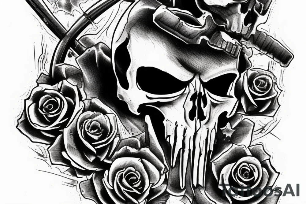 Punisher Skull with the words "si vis pacem, para bellum" tattoo idea