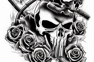 Punisher Skull with the words "si vis pacem, para bellum" tattoo idea