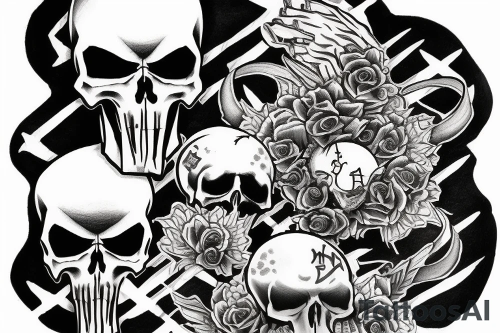 Punisher Skull with the words "si vis pacem, para bellum" tattoo idea