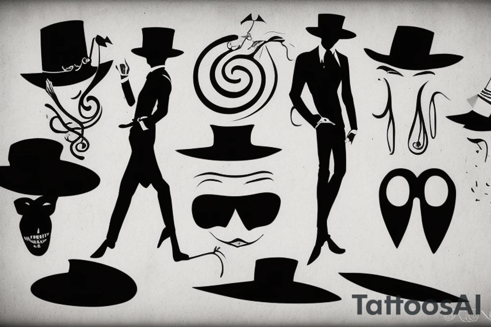 black shillouette looks like a tall men with a hat tattoo idea