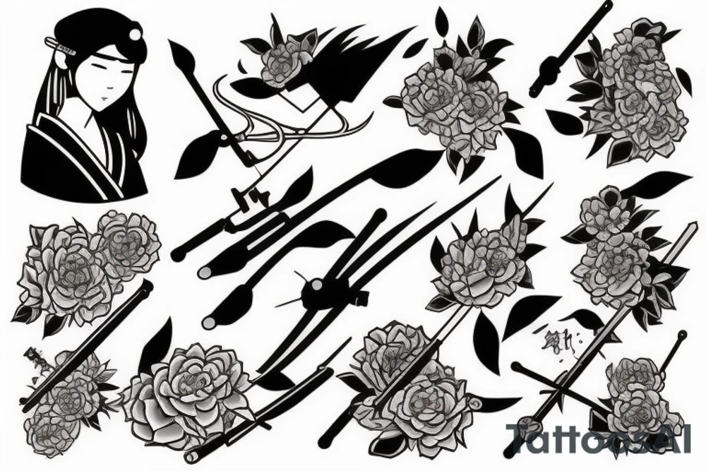japanese woman archer tattoo idea