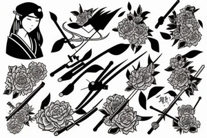 japanese woman archer tattoo idea