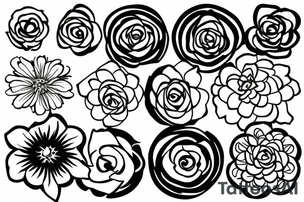 Circular flower minimal tattoo idea
