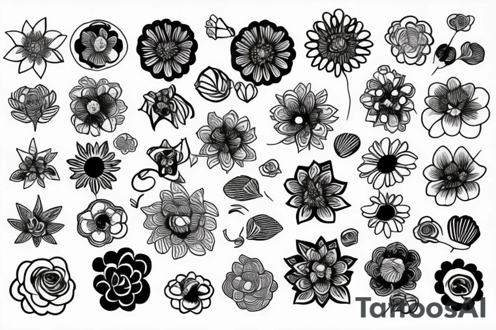 Circular flower minimal tattoo idea