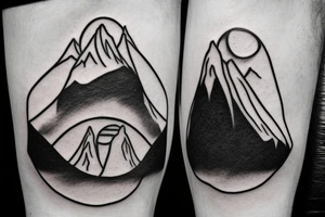 lord of the rings, simple line Lonely mountain image tattoo idea