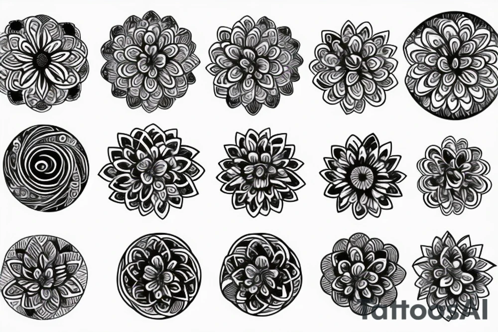 Circular flower minimal tattoo idea