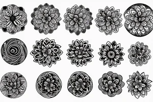 Circular flower minimal tattoo idea