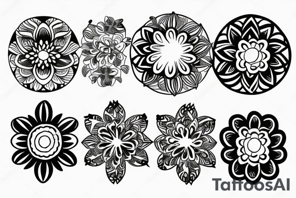 Circular flower minimal tattoo idea