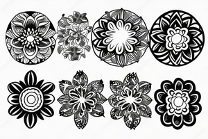 Circular flower minimal tattoo idea
