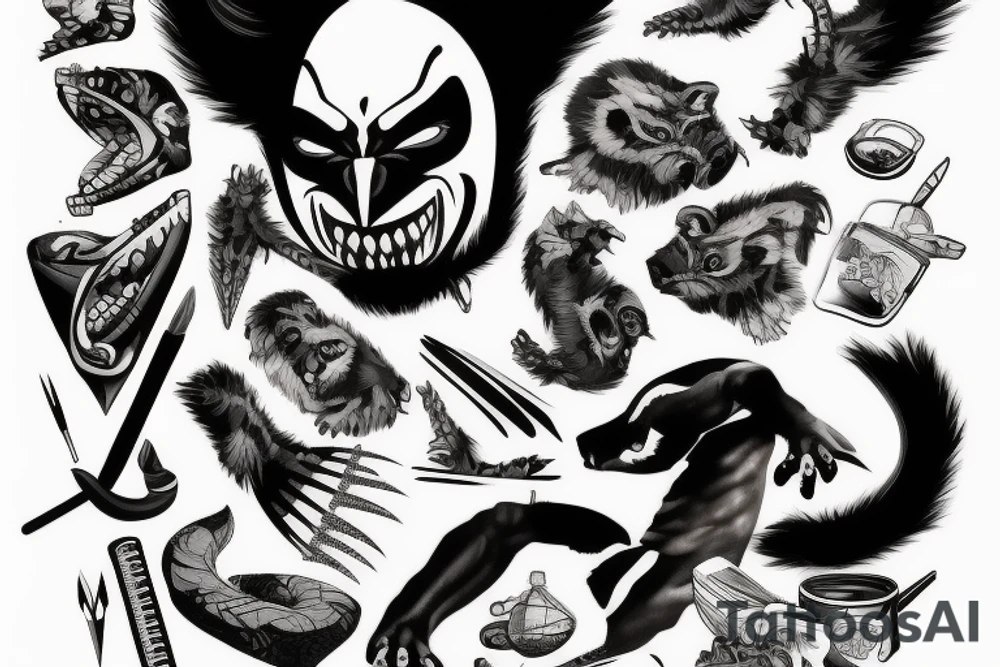 wolverine eats a cebra tattoo idea