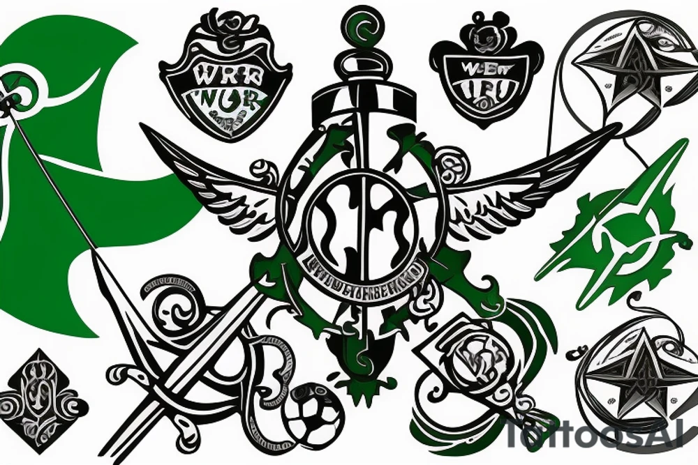 Werder Bremen Logo mit einem Flutlichtmast im  Hintergrund tattoo idea