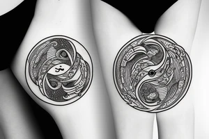 circle 
fishes with yin yang tattoo idea