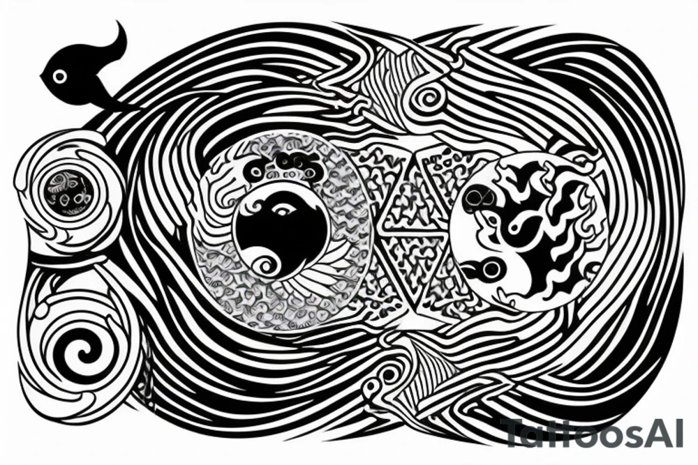 circle 
fishes with yin yang tattoo idea