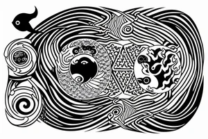 circle 
fishes with yin yang tattoo idea