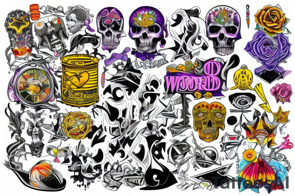 new world order colourful tattoo idea
