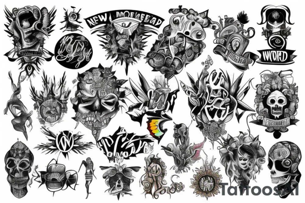 new world order colourful tattoo idea
