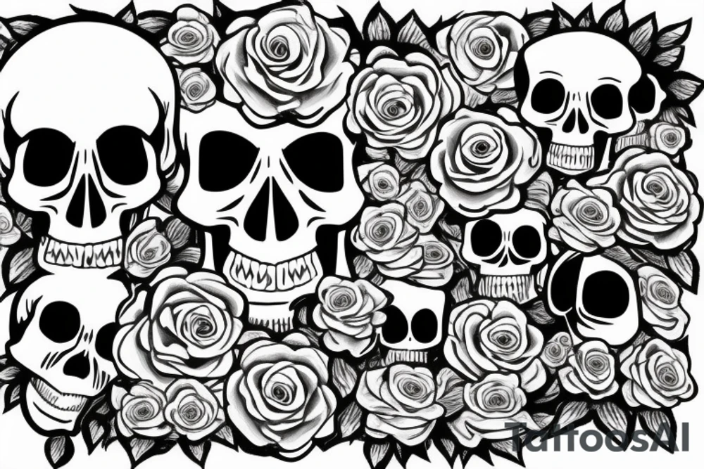 skull with roses from the eyes tattoo idea