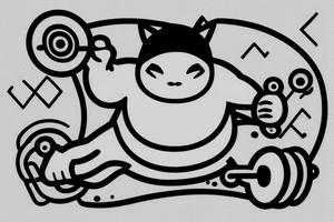 Snorlax in the gym lifting barbell tattoo idea