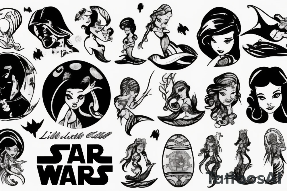 Little mermaid and starwars tattoo idea