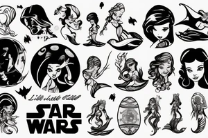 Little mermaid and starwars tattoo idea