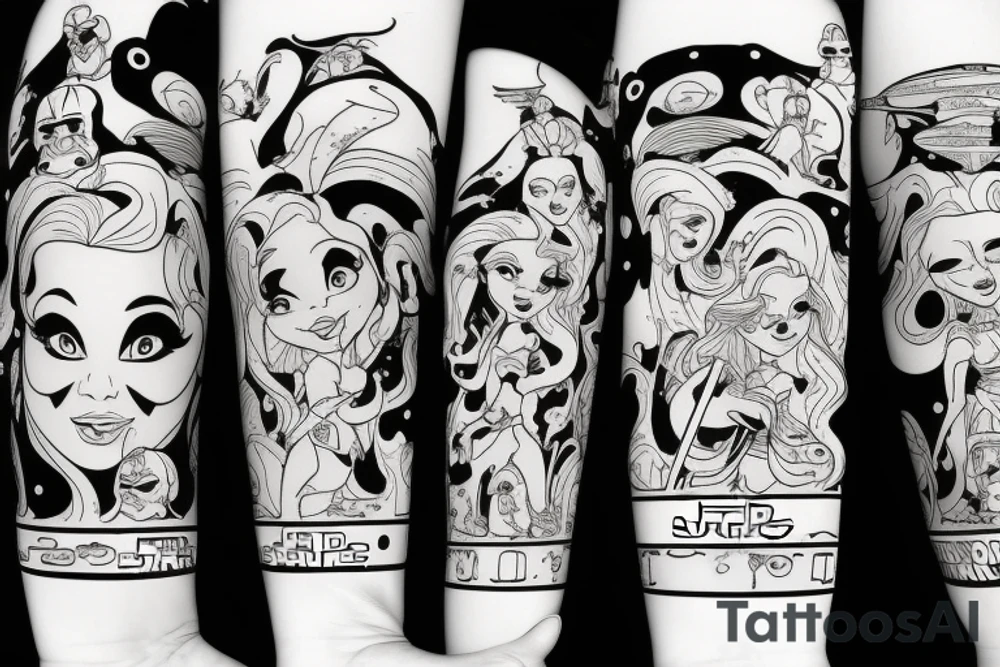 Little mermaid and starwars tattoo idea