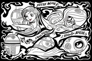 Little mermaid and starwars tattoo idea