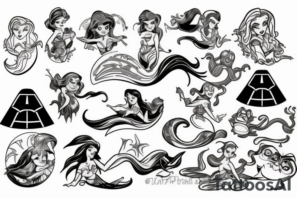 Little mermaid and starwars tattoo idea